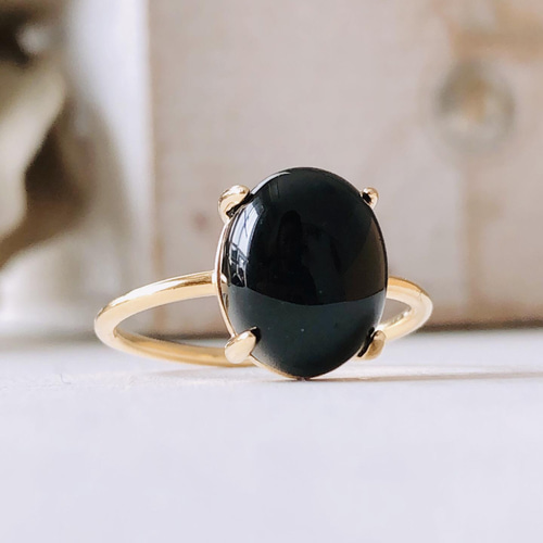 【おまけ付】 ジュエリーマキ ゴールド ブラックオニキス サファイア リング アクセサリー
