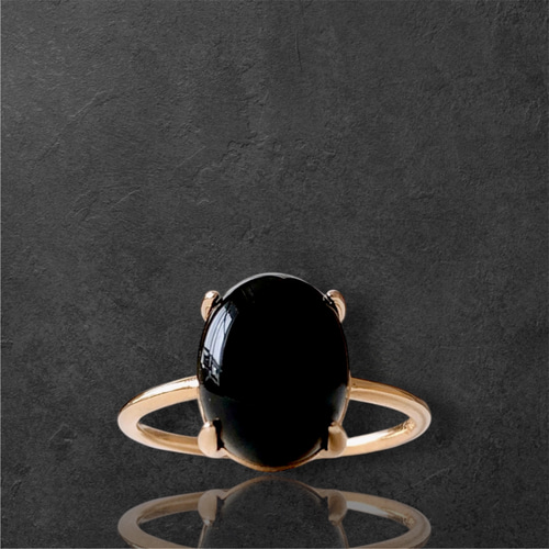 天然石ブラックオニキスsilver925製18kgpリング】 10×8mm 9/11/13/15号