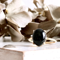 ɴᴇᴡ̤̮‼︎天然石ブラックオニキスsilver925製ゴールドリング  10×8mm  9/11/13/15号 3枚目の画像