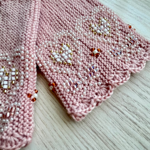 送料無料]ビーズニットのアームウォーマー・リストウォーマー