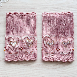 送料無料]ビーズニットのアームウォーマー・リストウォーマー