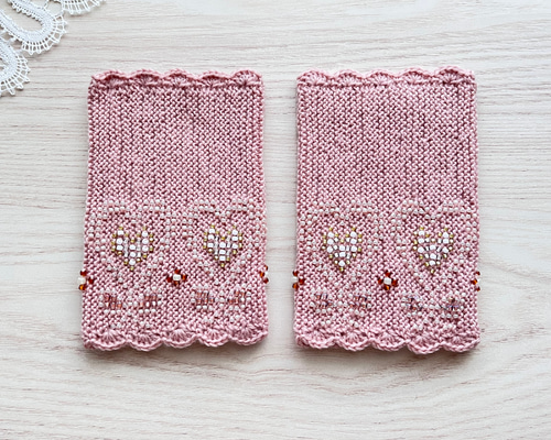 送料無料]ビーズニットのアームウォーマー・リストウォーマー