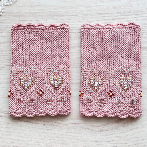 送料無料]ビーズニットのアームウォーマー・リストウォーマー