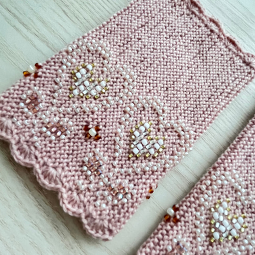 送料無料]ビーズニットのアームウォーマー・リストウォーマー