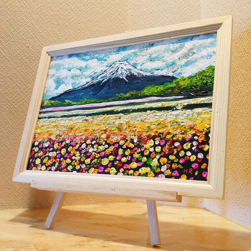 油絵 絵画 【月のお花畑と富士山 br/】 【公式通販】