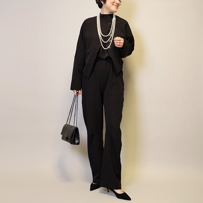 洗える❤体型カバー20回以上再販セットアップ普段〜式にもブラック