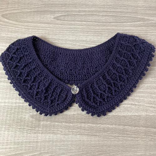 手編みのガーリーなつけ襟 (ネイビー) その他ファッション yumibon