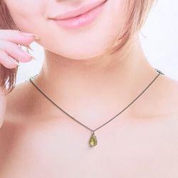 橄欖石 [Peridot] One grain necklace (Silver color) 第3張的照片