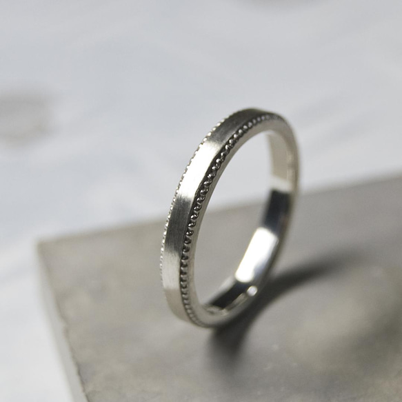 つや消し シルバーミルグレインフラットリング 2.4mm幅 マット｜SILVER RING｜652 1枚目の画像