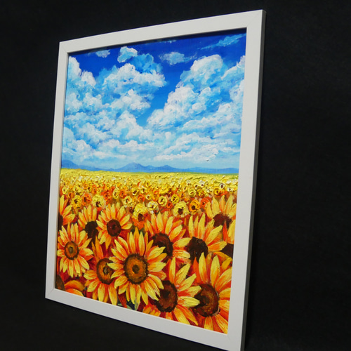 油絵 油彩 油彩画 絵 絵画【空と雲のひまわり畑】 絵画 HR 油絵 油彩 油彩画 絵 絵画【空と雲のひまわり畑】 絵画 HR