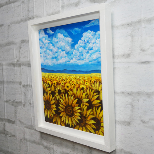 油絵 油彩 油彩画 絵 絵画【空と雲のひまわり畑】 油絵 油彩 油彩画 絵 絵画【空と雲のひまわり畑】 | HIROSHI1990