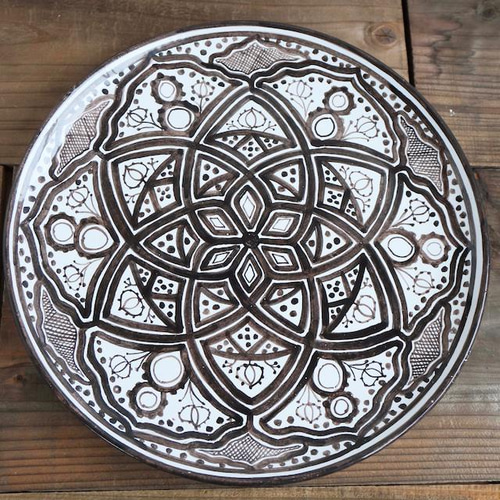 絵皿 26cm GEO007 マヨリカ焼き イタリア陶器 幾何学模様
