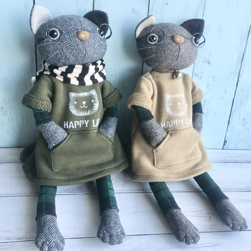 メガネのねこちゃん❗】靴下ぬいぐるみ ぬいぐるみ art工房