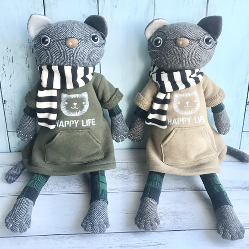 メガネのねこちゃん❗】靴下ぬいぐるみ ぬいぐるみ art工房