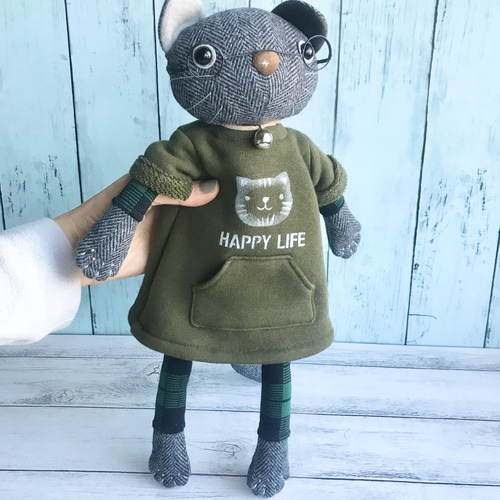 メガネのねこちゃん❗】靴下ぬいぐるみ ぬいぐるみ art工房
