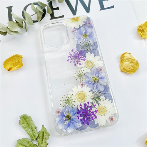 ハンドメイド押し花スマホケース　ほぼ全機種対応　iPhone,Android ほぼ全機種対応スマホケース❁】押し花スマホケース NO.514