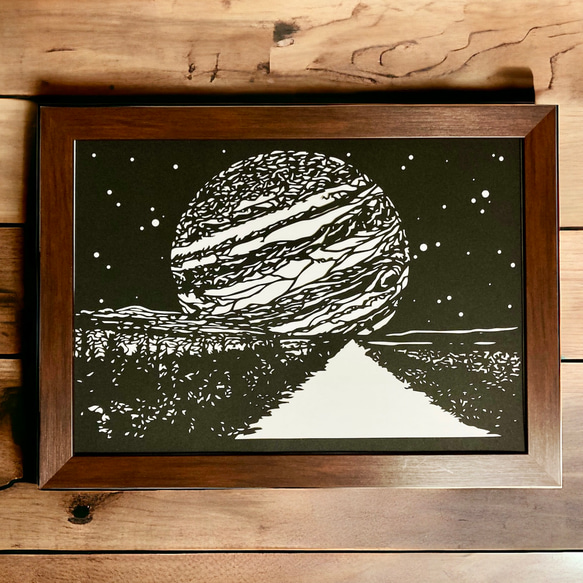夜空の木星』オリジナル切り絵 切り絵 Fancy Kirie ファンシー