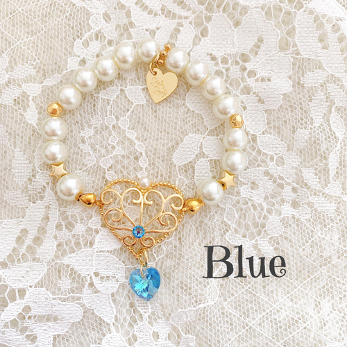ハート♡パール ゆめかわいい プリンセスブレスレット