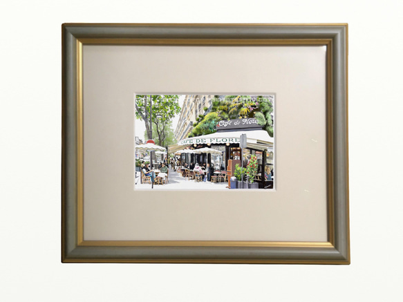 ポストカード ヨーロッパ風景画（組み合わせ自由4枚セット1.000円）No.198  パリ　サンジェルマンの老舗カフェ 3枚目の画像