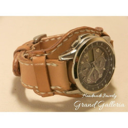 栃木レザー社製サドルレザー　牛革　腕時計ベルト　腕時計バンド　台座付き　バンドのみ　Grand Galleria 4枚目の画像