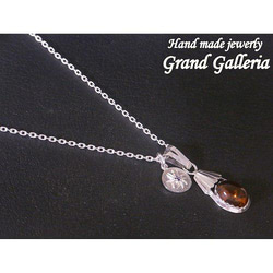 シルバー９２５　太陽チャーム付き琥珀ネックレス　選べる天然石・誕生石　Grand Galleria 2枚目の画像