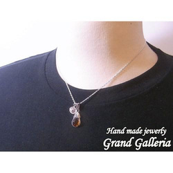 シルバー９２５　太陽チャーム付き琥珀ネックレス　選べる天然石・誕生石　Grand Galleria 4枚目の画像