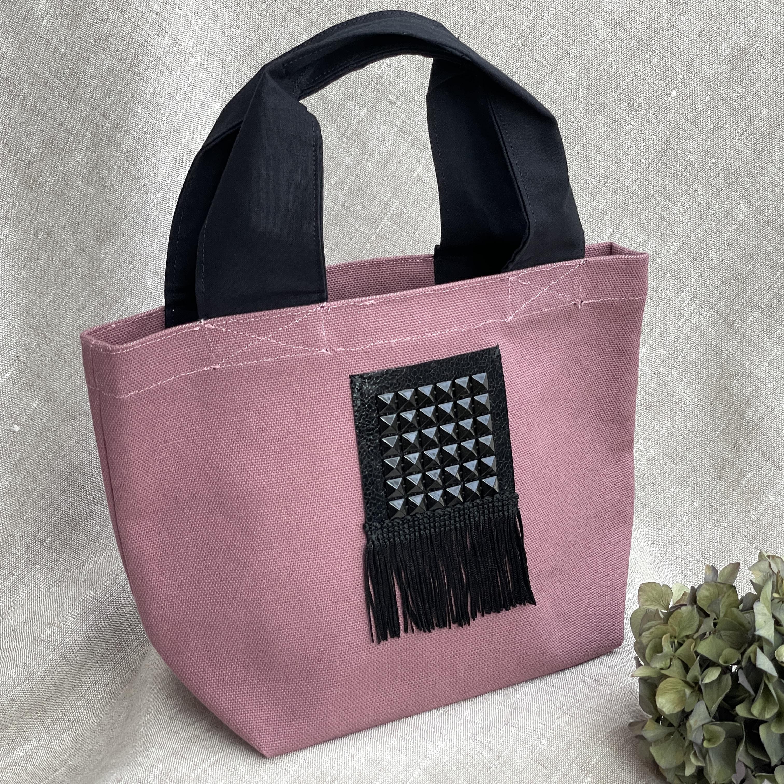 【今だけ送料無料】即発送★帆布のミニトートバッグ（ローズピンク）★大人カジュアル★旅行アイテム2024 スモークピンク