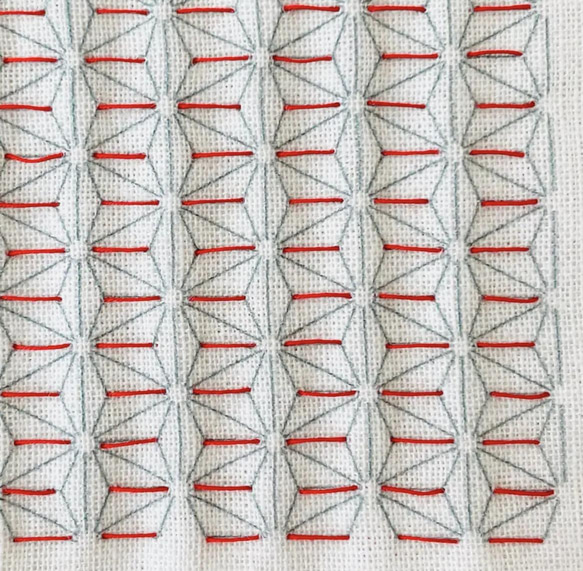 キット人気NO1！美しく刺したい人へ　刺し子ハンカチキット　麻の葉 8枚目の画像