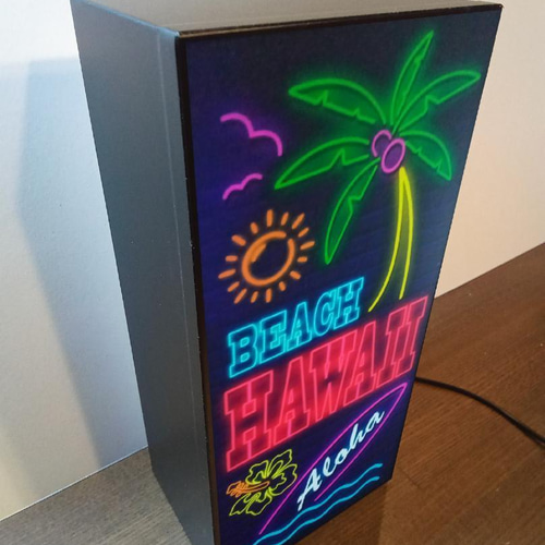 【Lサイズ】サーフィン 夕焼け ビーチ 壁掛け 看板 置物 雑貨 ライトBOX 壁掛け Lサイズ】パームビーチ 夕焼け 海 夏 ヤシの木 サーフ