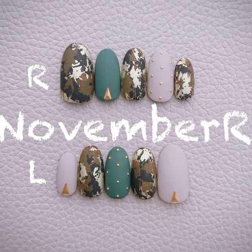 LA444☆ホイルのカモフラージュネイルチップ ネイルチップ（つけ爪