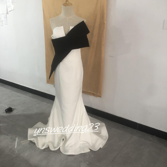 エレガント パーティードレス ホワイト マーメイドライン ベアトップ  