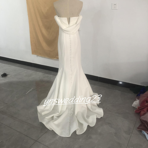 エレガント パーティードレス ホワイト マーメイドライン ベアトップ  