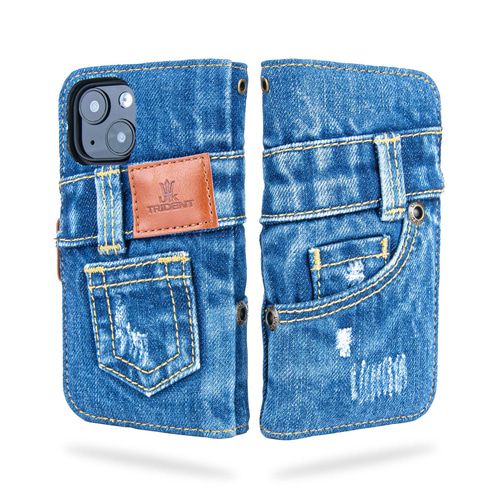 手作り本格デニム iPhone 13mini 用 手帳型 デニム アイフォン