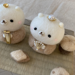 【受注制作商品】販売→2/14まで❤︎ おひなさま 大きめお内裏クマ様とお雛クマ様* set  ナチュラルver. 6枚目の画像