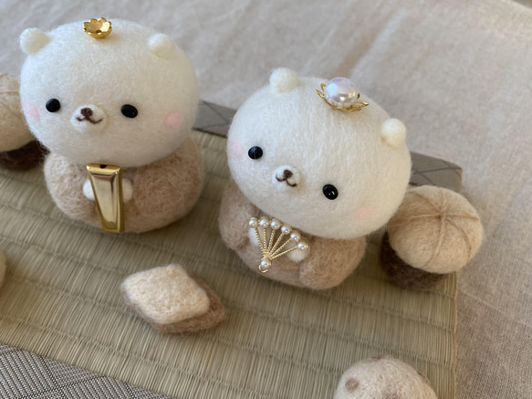 【受注制作商品】販売→2/14まで❤︎ おひなさま 大きめお内裏クマ様とお雛クマ様* set  ナチュラルver. 6枚目の画像