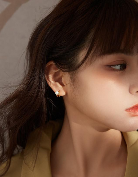 韓国ファッション　淡水パールのゴールドピアス　アクセサリー　-447 3枚目の画像