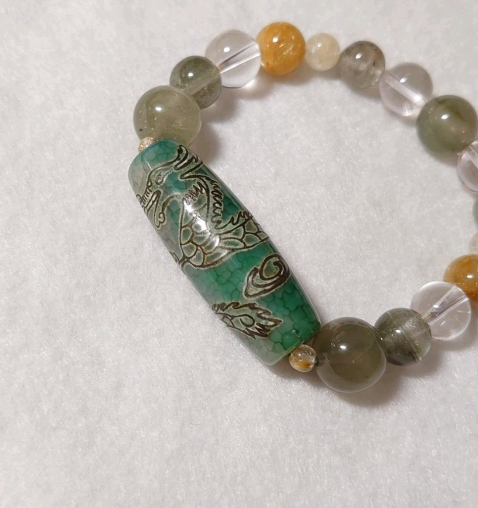 アンティーク龍紋線天珠デザインブレス