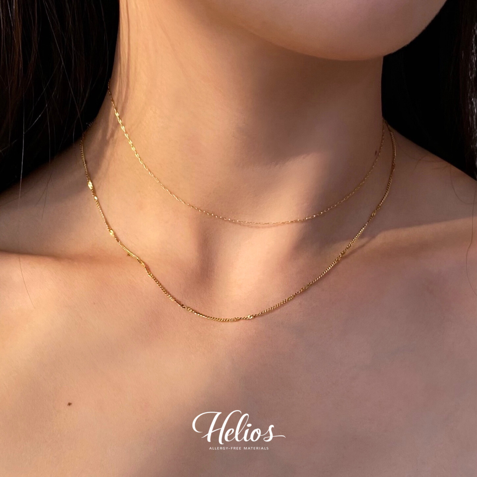 316L】thin press necklace/gold/金属アレルギー対応/サージカル