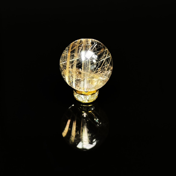 高級感溢れるクォーツ】13ミリ 一点物 1粒売り ゴールドルチル