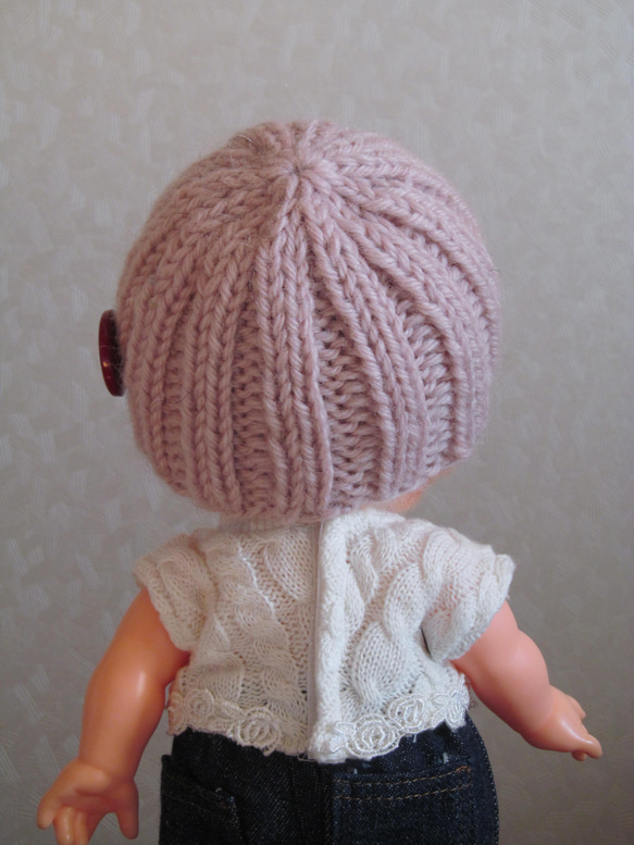 ⁑お人形のお洋服⁑手編み帽子 (棒編み）＊ハンドメイド＊ドール服＊26ｃｍドール 4枚目の画像