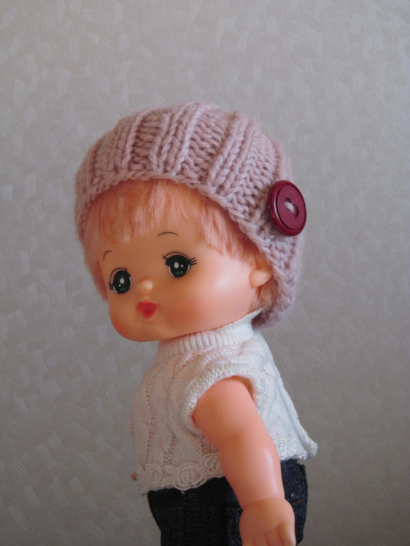 ⁑お人形のお洋服⁑手編み帽子 (棒編み）＊ハンドメイド＊ドール服＊26ｃｍドール 5枚目の画像