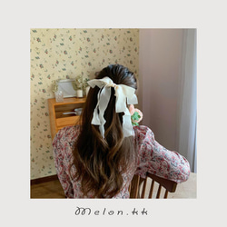 ヘアクリップ リボン バレッタ 光沢 4色 ヘアアクセサリー ヘアアレンジ ツヤある OL 高級感-Melon.kk 2枚目の画像