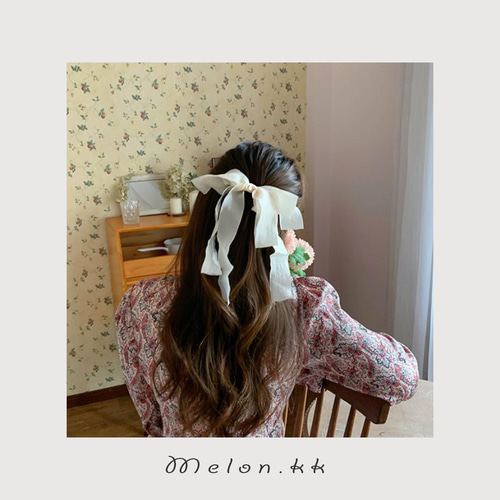 ヘアクリップ リボン バレッタ 光沢 4色 ヘアアクセサリー ヘア
