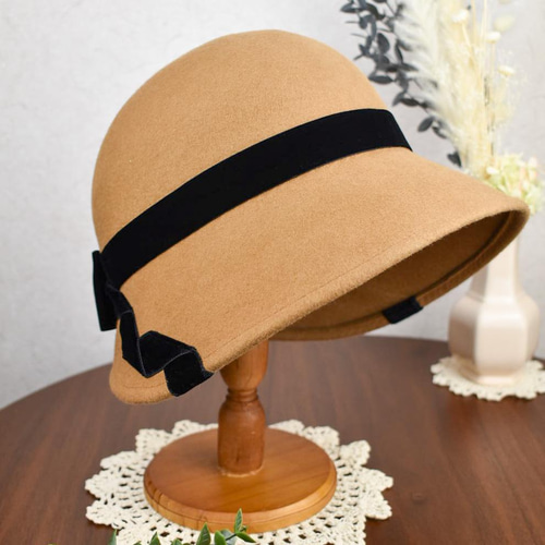 代引き手数料無料 完成品】“たゆたうロマンスのコケティッシュクロシェ” レトロ Hat