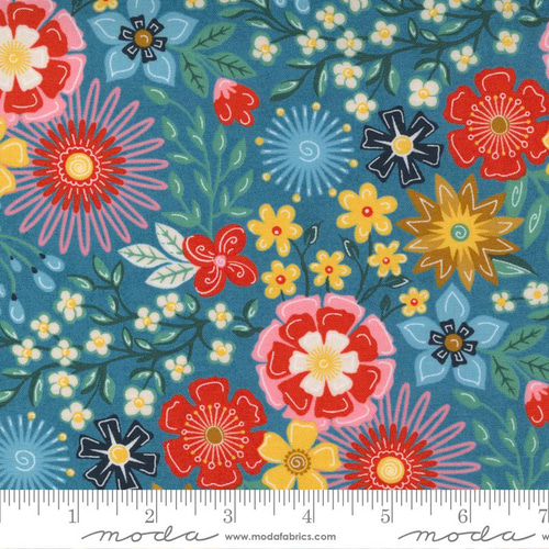 USAコットン(110×50) moda Frankie 花園 ボニーブルー 生地 ハートフル