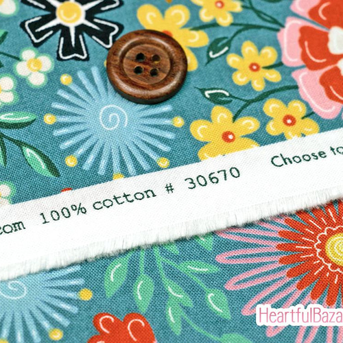 USAコットン(110×50) moda Frankie 花園 ボニーブルー 生地 ハートフル