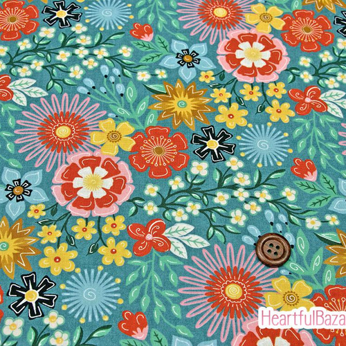 USAコットン(110×50) moda Frankie 花園 ボニーブルー 生地 ハートフル