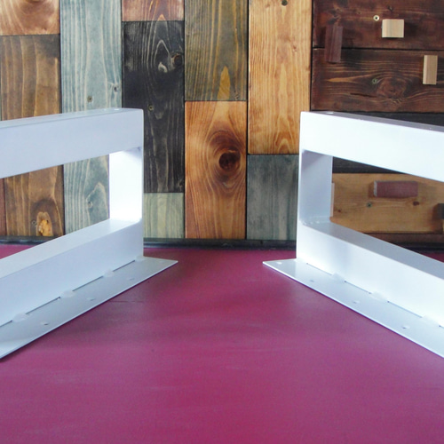 マットホワイトでアイアンな極太＆フラット鉄脚♪ 50×400×200mm □型 2  