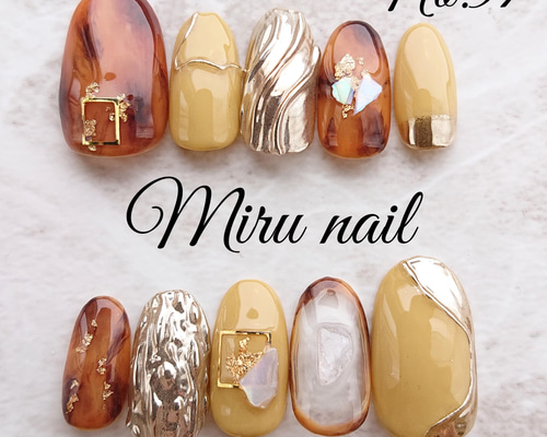 マスタードイエロー ネイルチップ 秋冬マスタードイエロー ネイルチップ（つけ爪） yuki-nail 通販