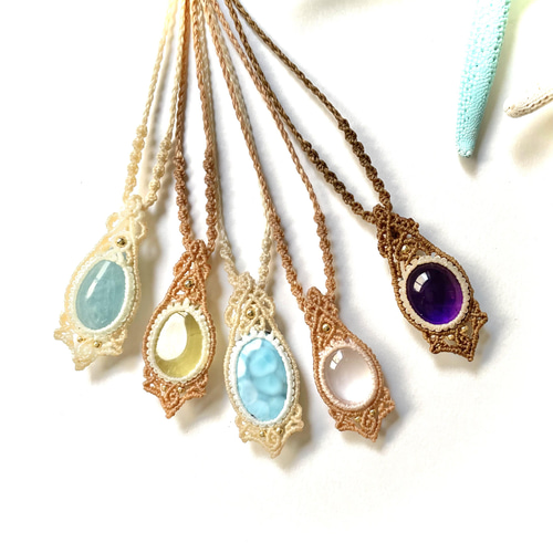 one＊優しいお守り♪ラリマーの天然石マクラメネックレス ネックレス